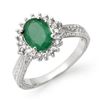 2.75 CTW Emerald & Diamond Ring 18K White Gold - REF-69H3A - 12776