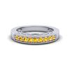 0.50 CTW Yellow Sapphire Band Love Me Art Deco Ring 10K White Gold - REF-17Y6K - 20816