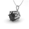 1 CTW Black Certified Diamond Solitaire Necklace 18K White Gold - REF-42T2M - 35874
