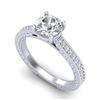 1.45 CTW VS/SI Diamond Art Deco Ring 18K White Gold - REF-400K2W - 37004