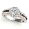 0.75 CTW Certified VS/SI Diamond Solitaire Halo Ring 18K White & Rose Gold - REF-130A5X - 26632