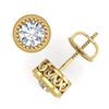 Image 4 : 1.09 CTW VS/SI Diamond Solitaire Art Deco Stud Earrings 18K Yellow Gold - REF-202A8X - 36889