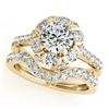 Image 1 : 2.22 CTW Certified VS/SI Diamond 2Pc Wedding Set Solitaire Halo 14K Yellow Gold - REF-268W2F - 31069