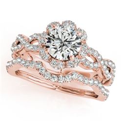 1.93 CTW Certified VS/SI Diamond 2Pc Wedding Set Solitaire Halo 14K Rose Gold - REF-420F4N - 31185