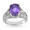 Image 1 : 4.70 CTW Tanzanite & Diamond Ring 18K White Gold - REF-172X2T - 14271