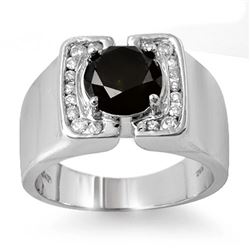 2.33 CTW VS Certified Black & White Diamond Men's Ring 10K White Gold - REF-90H8A - 11817