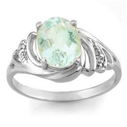 2.04 CTW Aquamarine & Diamond Ring 18K White Gold - REF-46F8N - 11553