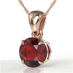 2 CTW Garnet Designer Inspired Solitaire Necklace 14K Rose Gold - REF-24A9X - 22022