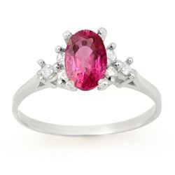 0.80 CTW Pink Sapphire & Diamond Ring 18K White Gold - REF-33F6N - 14214