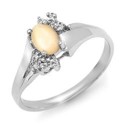 0.35 CTW Opal & Diamond Ring 10K White Gold - REF-15T8M - 12494