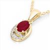 Image 1 : 1.25 CTW Ruby & Micro Pave VS/SI Diamond Necklace 10K Yellow Gold - REF-18K9W - 22355