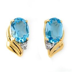 1.23 CTW Blue Topaz & Diamond Earrings 10K Yellow Gold - REF-11A3X - 12579