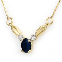 1.30 CTW Blue Sapphire & Diamond Necklace 10K Yellow Gold - REF-18A9X - 12594