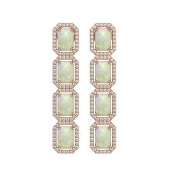 7.93 CTW Opal & Diamond Halo Earrings 10K Rose Gold - REF-162A2X - 41442