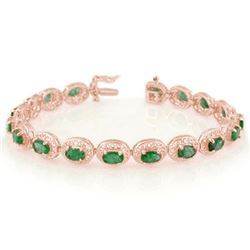 10.0 CTW Emerald Bracelet 14K Rose Gold - REF-150W4F - 11538