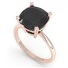 Image 2 : 6.0 CTW Cushion Black Diamond Engagement Designer Ring Size 7 18K Rose Gold - REF-162W2F - 32459