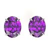 Image 1 : 5 CTW Amethyst Designer Inspired Solitaire Stud Earrings 18K White Gold - REF-33X3T - 21649