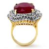 Image 2 : 31.12 CTW Ruby & Diamond Ring 14K Yellow Gold - REF-303K8W - 14317