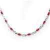 Image 1 : 9.02 CTW Ruby & Diamond Necklace 18K White Gold - REF-163N6Y - 11403