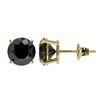 Image 2 : 2.09 CTW Fancy Black VS Diamond Solitaire Stud Earrings 10K Yellow Gold - REF-43T5M - 36648