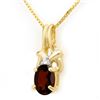 Image 1 : 1.0 CTW Garnet & Diamond Pendant 10K Yellow Gold - REF-9N3Y - 12813