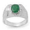 2.25 CTW Emerald & Diamond Men's Ring 10K White Gold - REF-47Y8K - 13419