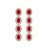 6.47 CTW Ruby & Diamond Halo Earrings 10K Yellow Gold - REF-114H2A - 40507