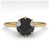 1.50 CTW Black Certified Diamond Solitaire Engagement Ring Size 7 18K Yellow Gold - REF-60K2W - 3576