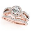 1.11 CTW Certified VS/SI Diamond 2Pc Wedding Set Solitaire Halo 14K Rose Gold - REF-144Y2K - 30871
