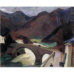 Albert Raty , Pont dans un paysage , 1889-1970 ,  , Belgian School