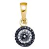 Image 1 : 0.10 CTW Black Color Diamond Circle Cluster Pendant 10KT Yellow Gold - REF-8M9H