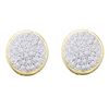 Image 1 : 0.20 CTW Diamond Circle Cluster Stud Earrings 10KT Yellow Gold - REF-18Y2X