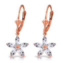 Genuine 2.8 ctw White Topaz Earrings Jewelry 14KT Rose Gold - REF-46N7R