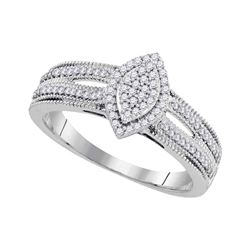 0.25 CTW Diamond Cluster Bridal Engagement Ring 10KT White Gold - REF-24F2N