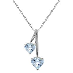 Genuine 1.40 ctw Aquamarine Necklace Jewelry 14KT White Gold - REF-27T8A