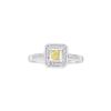 Image 1 : 0.26 CTW Princess Yellow Color Diamond Square Cluster Ring 14KT White Gold - REF-30F2N