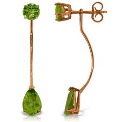 Genuine 4.2 ctw Peridot Earrings Jewelry 14KT Rose Gold - REF-32Z2N
