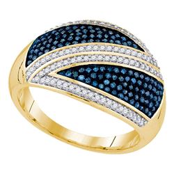 0.51 CTW Blue Color Diamond Crossover Ring 10KT Yellow Gold - REF-57K2W