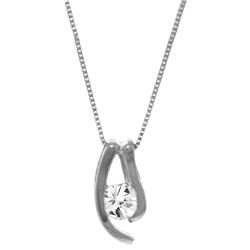 Genuine 0.15 ctw Diamond Anniversary Necklace Jewelry 14KT White Gold - REF-46P2H