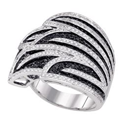 1.38 CTW Black Color Diamond Wide Fashion Ring 10KT White Gold - REF-104W9K