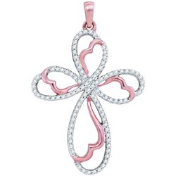 0.25 CTW Diamond Cross Pendant 10KT Rose Gold - REF-24W2K