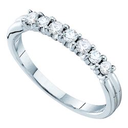 0.33 CTW Pave-set Diamond Single Row Wedding Ring 14KT White Gold - REF-33N8F