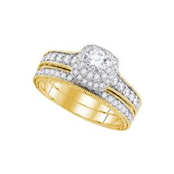 0.99 CTW Diamond Milgrain Bridal Wedding Engagement Ring 14KT Yellow Gold - REF-149F9N