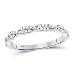 0.24 CTW Diamond Woven Stackable Ring 10KT White Gold - REF-26N9F