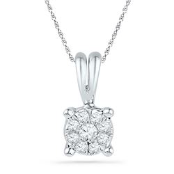 0.09 CTW Diamond Cluster Pendant 10KT White Gold - REF-9M7H
