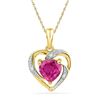 Image 1 : 1.01 CTW Created Ruby Heart Love Pendant 10KT Yellow Gold - REF-6Y6X