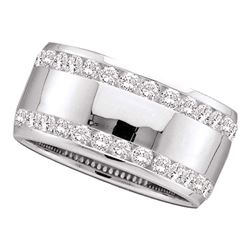 1 CTW Diamond Double Row Wedding Ring 14KT White Gold - REF-146N2F