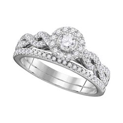0.51 CTW Diamond Halo Bridal Ring 14KT White Gold - REF-75X2Y