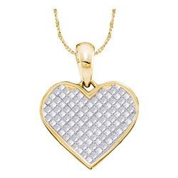 0.25 CTW Princess Diamond Heart Love Pendant 14KT Yellow Gold - REF-24Y2X