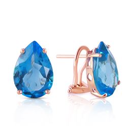 Genuine 10 ctw Blue Topaz Earrings Jewelry 14KT Rose Gold - REF-50P7H